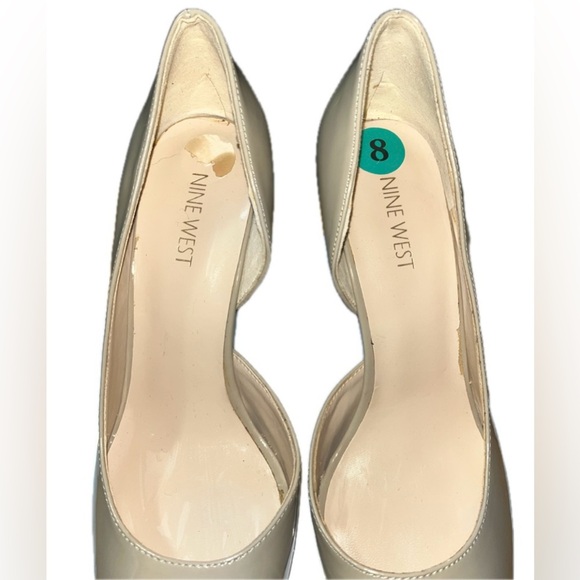 Nine West Peep Toe, Patent Leather Platforms, Beige, Sz 8M - Picture 5 of 16